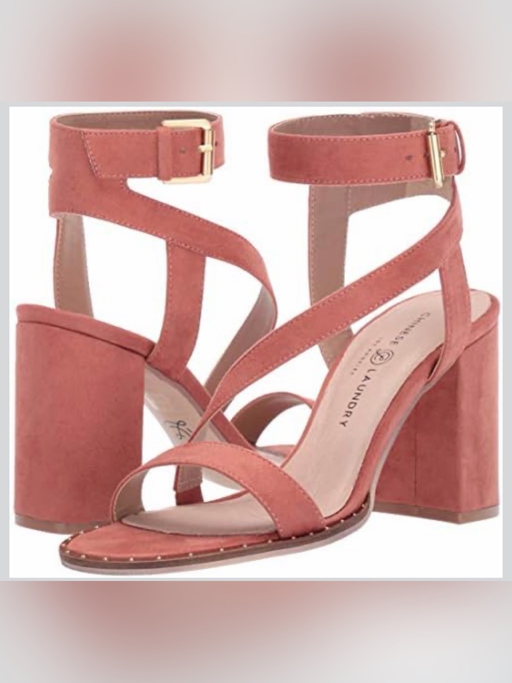 Chinese Laundry Coral Fine Suede Strappy Block Heel Sandals